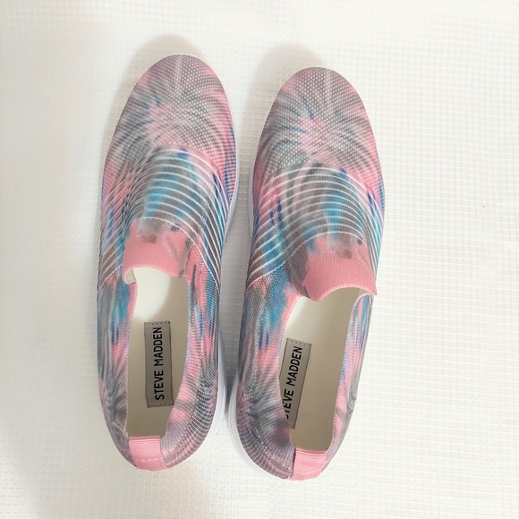 Steve Madden Lillier Tie Dye Knit Sneakers Shoes Lightweight Pastel Pink Blue - Picture 7 of 8